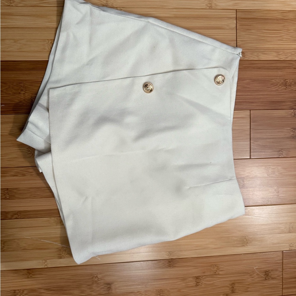 White Skort with Gold Buttons